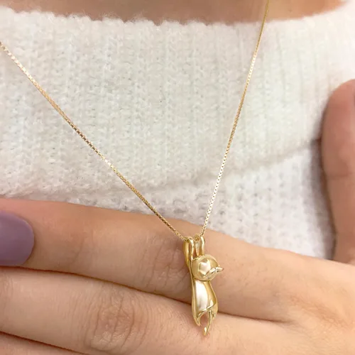 Vista 6 de AFFY Collares de plata de ley 925 con diseño de gato, joyería de gato para mujeres, regalos para amantes de los gatos, regalo del día de San
