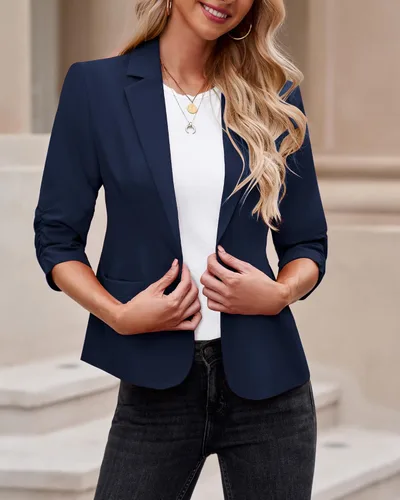 Vista 2 de LookbookStore Blazers para mujer, chaquetas de traje, blazer de manga 34, trajes casuales de negocios para el trabajo