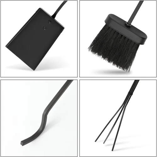 Vista 5 de Juego de herramientas para chimenea de 5 piezas, accesorios ligeros de hierro forjado para interiores y exteriores, incluye soporte resistente