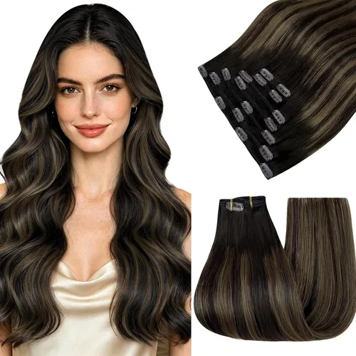Vista 22 de Easyouth Extensiones de cabello rubio con clip, extensiones de cabello humano con clip, color rubio blanco, 7 unidades de 3.33 oz, extensiones