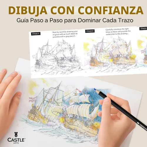 Vista 6 de Castle Art Supplies 120 lápices de colores con cierre de cremallera Puños de color suave de calidad para artistas adultos, profesionales