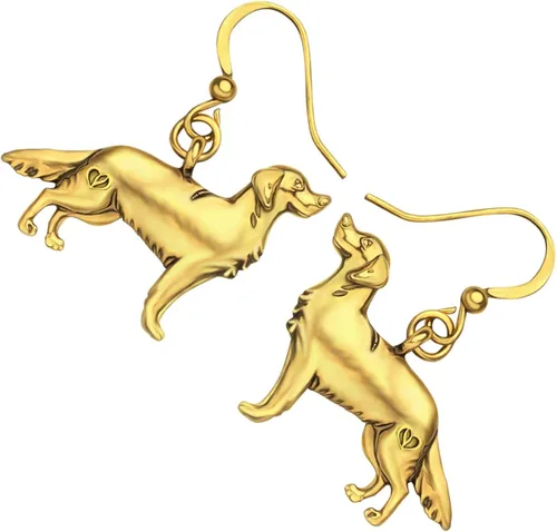 Vista 3 de WEVENI Alloy Cute Golden Retriever Dog Earrings Dainty Dangle Drop Pet Jewelry For Women Girls Ladies Vintage Gifts