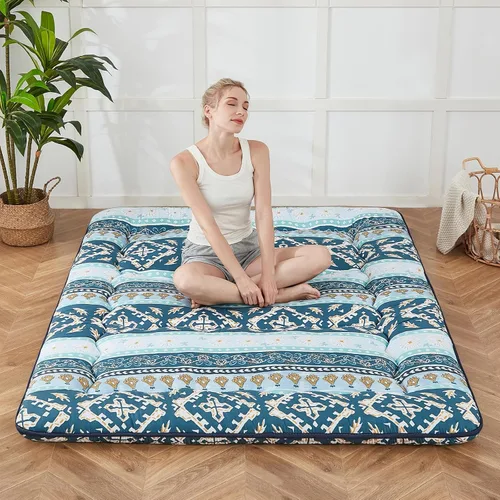 Vista 8 de Zelladorra Colchón japonés de suelo, colchón futón con bolsa de almacenamiento portátil y funda lavable, tapete de tatami grueso enrollable adecuado
