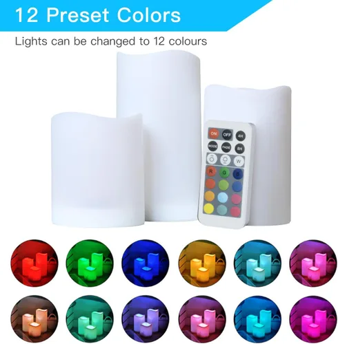 Vista 6 de Novelty Place Velas sin llama con control remoto, parpadeo real y color marfil real, funciona con pilas LED con control remoto y función