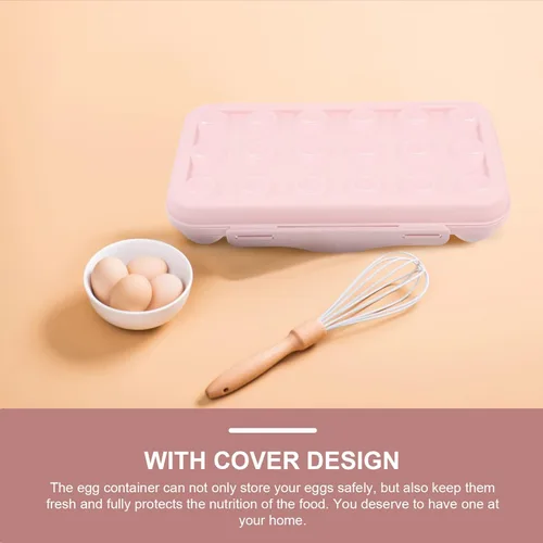 Vista 7 de Angoily Cartón de huevos, soporte apilable para huevos para refrigerador, almacenamiento de plástico1, bandejas de almacenamiento rosa de cocina