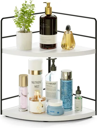 Vista 7 de ZGO Organizador de Baño de 3 Niveles - Organizador de Encimera y Esquina, Almacenamiento de Maquillaje y Cuidado de la Piel, Estante de Encimera