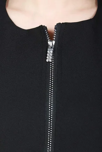 Vista 5 de Dylan - Bata de salón profesional con cremallera de diamantes de imitación, chaqueta de estilista, uniforme de cosmetología, a prueba de lejía