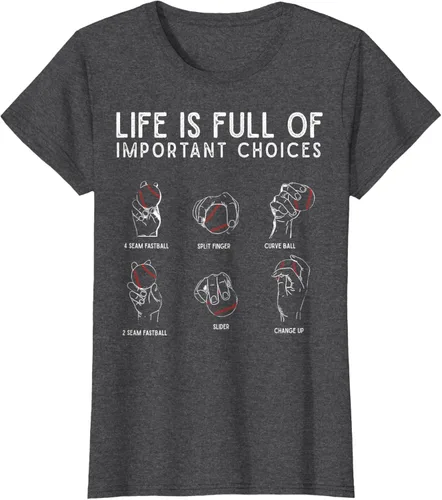 Vista 7 de Tipos de béisbol Pitches Life Choices Jugador Camiseta