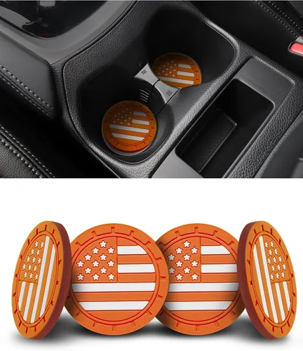 Vista 13 de 4 paquetes de posavasos para coche, portavasos universales con bandera americana de silicona antideslizante, accesorios para el interior del coche