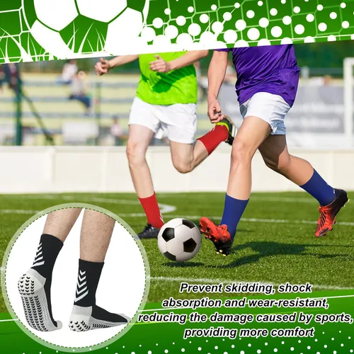 Vista 4 de 12 pares de calcetines de agarre antideslizantes para hombre, calcetines de fútbol con almohadillas de agarre, calcetines de fútbol antideslizantes