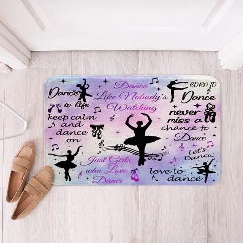 Vista 14 de Alfombras de baño de bailarina para niños, diseño de estrellas y corazones con notas musicales, decoración de habitación de niñas y mujeres