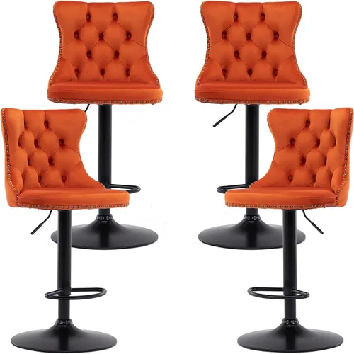 Vista 61 de Juego de 2 taburetes de bar modernos de terciopelo para mostrador, taburetes de bar giratorios ajustables con respaldo, sillas de isla de cocina