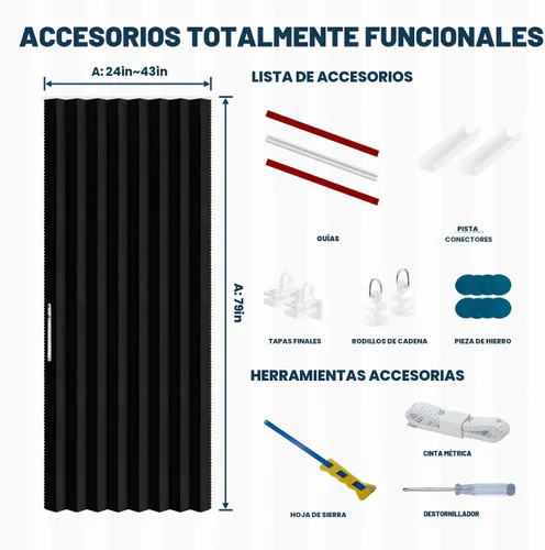 Vista 4 de AJAZZ Cortinas 100% Opacas para Puertas Corredizas de Entrada, Puertas de Acordeón para Entrada, Cortina Magnética para Puerta de Dormitorio Sala