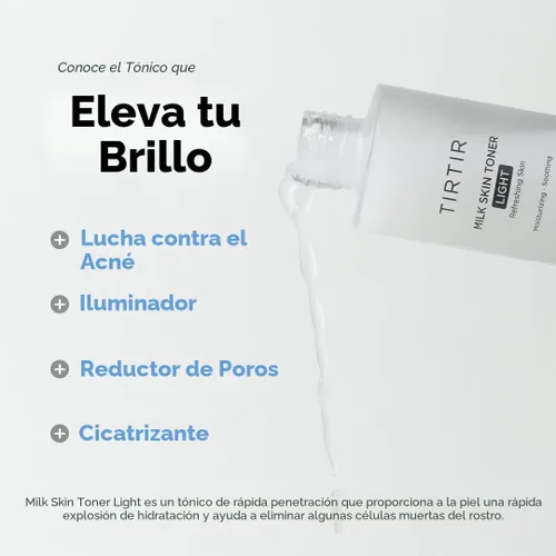 Vista 4 de TIRTIR Milk Skin Toner Light Hidratación instantánea con 4% de niacinamida, minimizador de poros, tóner vegano para piel propensa al acné
