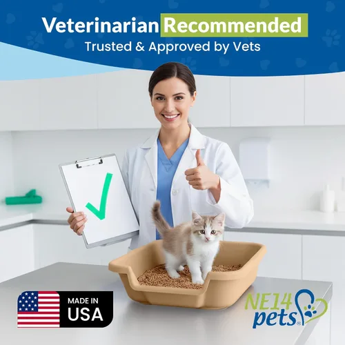 Vista 4 de KittyGoHere - Caja de arena para gatos mayores, sartén pequeña con cuchara jumbo de mango largo, caja de arena para gatos de entrada baja, ligera