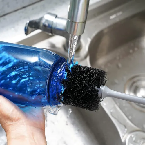 Vista 8 de MOSOLAN Cepillo de limpieza de botellas de agua, cepillo flexible de mango largo para botellas de agua, cristalería, tazas, frascos, vasos, jarrones