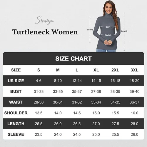 Vista 6 de SIMIYA Camisas de manga larga con cuello alto para mujer, para otoño, invierno, a la moda, elástica, capa base, ropa interior térmica