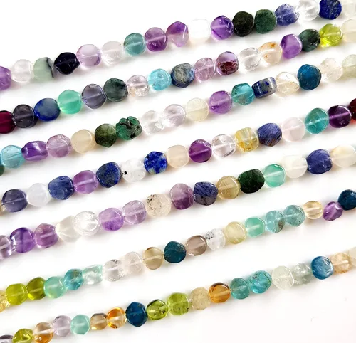 Vista 10 de Cuentas de esmeralda de piedras preciosas naturales, cuentas sueltas de esmeralda genuina para hacer joyas, cuentas perforadas en forma de moneda