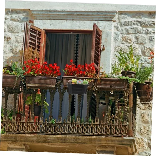 Vista 5 de Macetero flotante de madera de imitación montado en la pared y óxido para paredes y decoración de flores