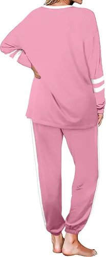 Vista 152 de Aloodor conjunto deportivo de 2 piezas para mujer, con sudadera con cuello redondo, sin botones