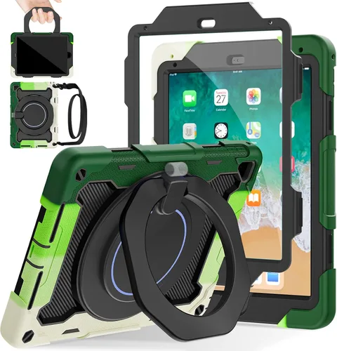 Vista 10 de ROISKIN Funda para iPad de 6ª y 5ª generación de 9.7 pulgadas, Pro 9.7, Air 2 con soporte giratorio 360 y correa de mano