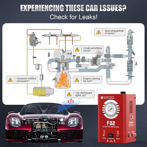 Vista 5 de Máquina de Humo Automotriz con Medidor de Presión, Detector de Fugas de Humo EVAP F02 para Coche y Todos los Vehículos de 12V CC en Vacío, Sistema