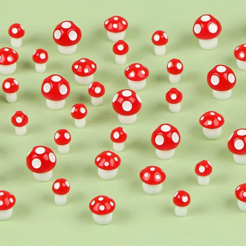 Vista 3 de 50 figuras miniatura de hongos miniatura para hadas, animales de jardín, modelo, hongos pequeños, adornos de musgo, paisaje, decoración