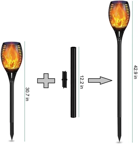 Vista 2 de YoungPower Kit de extensión de poste de plástico y juntas para linternas de llama solar de 12 pulgadas de extensión que hace que las antorchas Tiki