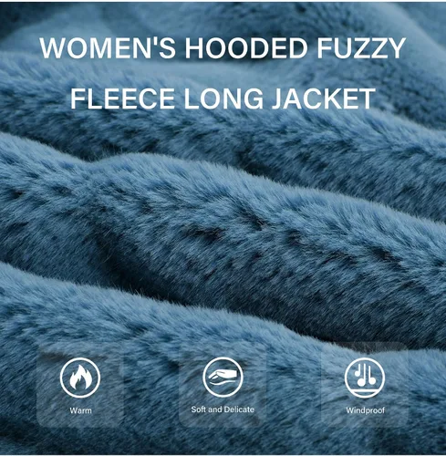 Vista 5 de Bellivera Abrigo de forro polar con estampado de leopardo para mujer, abrigo mullido de piel sintética para primavera e invierno