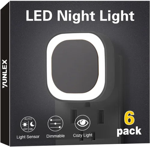 Vista 17 de YUNLEX Paquete de 4 luces nocturnas enchufables regulables, luz nocturna azul, sensor automático de atardecer a amanecer, luz nocturna LED, brillo