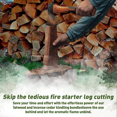 Vista 4 de Double Tree Forest Products - Combo de leña de cedro de madera de grasa e incienso: ideal para estufas de leña, chimeneas, fogatas, hogueras