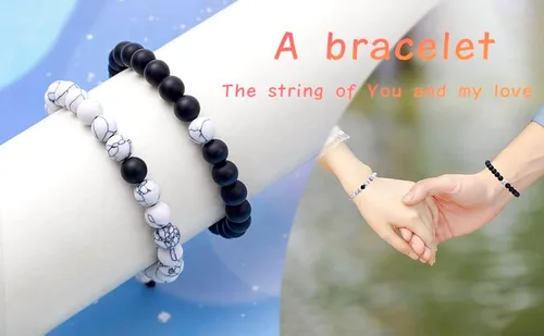 Vista 6 de FTCY Pulseras para parejas, para él y ella, regalos a juego, pulseras de joyería