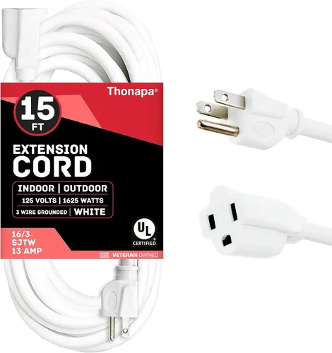 Vista 16 de Thonapa Cable de extensión de 6 pies para exteriores e interiores, 16/3 SJTW resistente a la intemperie, resistente al agua, cable eléctrico blanco