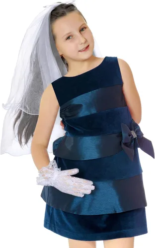 Vista 6 de 2 Pieces First Communion White Veil and Gloves Set First Holy Communion Accessories for Kids Wedding Party Costume