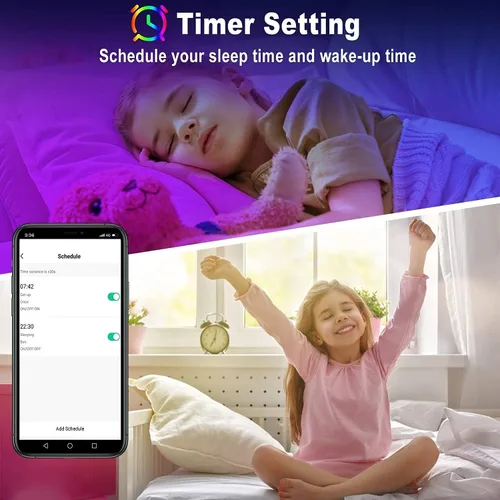 Vista 3 de Keepsmile Luces LED de 50 pies para dormitorio, control inteligente de aplicación Bluetooth, RGB que cambia de color, tira de luces LED con control
