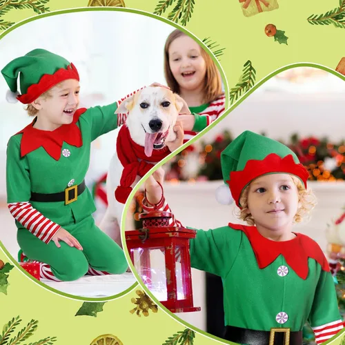 Vista 2 de Geyoga Disfraces de Navidad lindos trajes incluyen zapatos con sombrero y otros accesorios para niños cosplay (niño, L)
