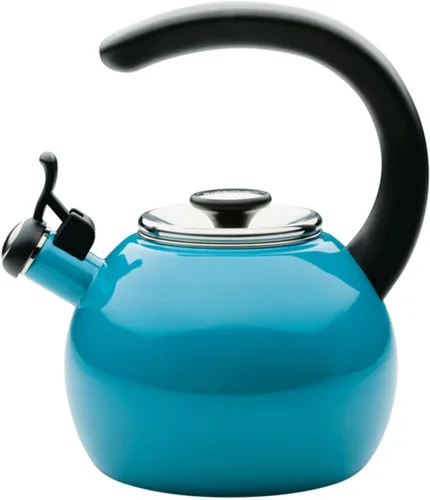 Vista 11 de Circulon Tetera silbante esmaltada en acero con boquilla abatible, 2 cuartos de galón - negro