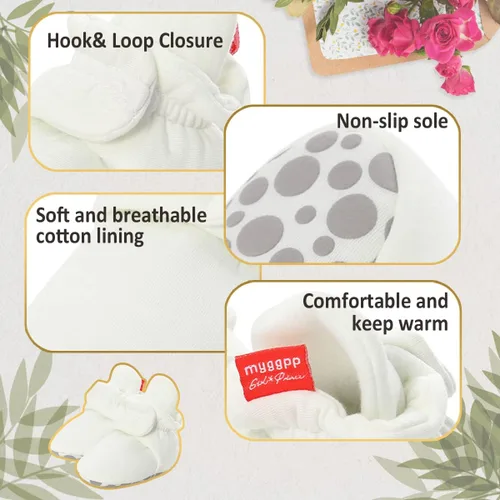 Vista 6 de HsdsBebe Unisex Newborn Baby Cotton Booties Non-Slip Sole for Toddler Boys Girls Infant Winter Warm Fleece Cozy Socks Shoes