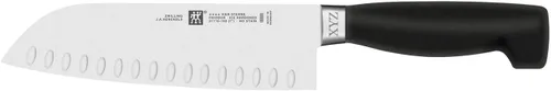 Vista 7 de ZWILLING J.A. Henckels Twin Four Star Santoku de borde hueco de 5.5 pulgadas Negro/ acero inoxidable