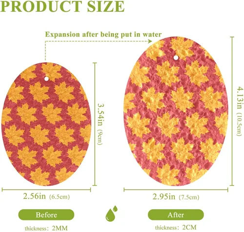 Vista 2 de Esponjas de cocina para lavar platos, esponjas de cocina para el hogar, esponja absorbente reutilizable hojas de arce de otoño