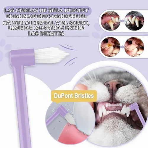 Vista 5 de Kit de cepillo de dientes para gatos, cepillos suaves y rastreador