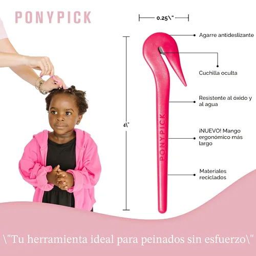 Vista 5 de THE PONY PICK - Herramienta de corte de bandas elásticas para el cabello, fácil de usar, sin dolor, sin daños en el cabello, herramienta de corte
