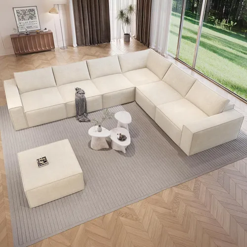 Vista 32 de Vesgantti Sofá Seccional Modular de 114" Sin Estructura, Moderno Sofá de 3 Plazas con Otomana y Asiento Profundo, Sofás de Nube Convertibles