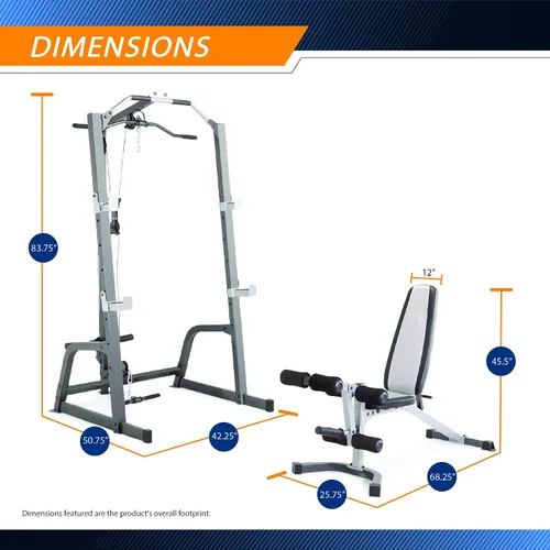 Vista 2 de Marcy Pro Deluxe Cage System with Weightlifting Bench All-in-One Home Gym Equipment PM-5108