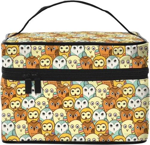Vista 15 de Bolsa de maquillaje con asa, estuche de cosméticos con cremallera, bolsa de aseo portátil de viaje para mujeres y niñas, duradera, 1 Foto