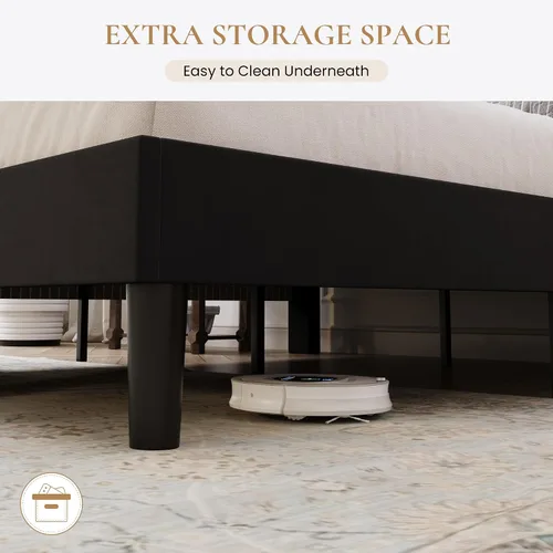 Vista 6 de SHA CERLIN Base de cama de plataforma de tamaño completo, cama tapizada de terciopelo con cabecera ajustable, diseño capitoné de canal vertical