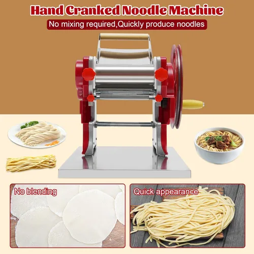Vista 2 de Máquina para hacer pasta, máquina manual de fideos, rodillo de masa de pasta con cuchilla, fabricante de fideos de manivela para espaguetis
