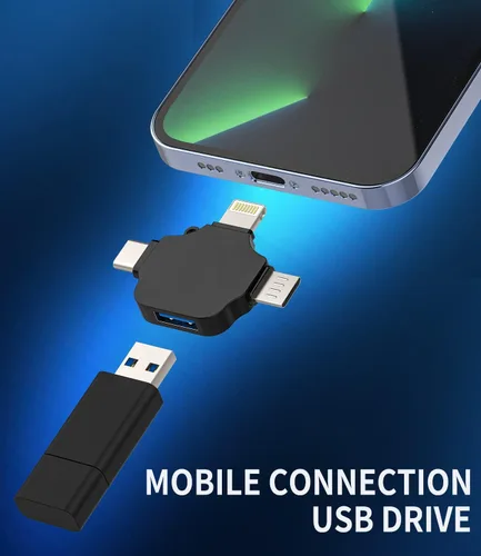 Vista 5 de Adaptador OTG USB a Lightning Micro USB tipo C (3 en 1) compatible con Samsung LG Apple iPhone15 14 13 12 Pro Max Plus iPad Air Mini cámara lector