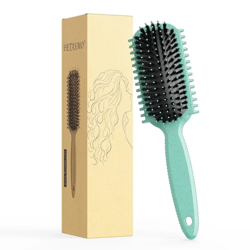 Vista 9 de Cepillo de pelo rizado, cepillo definidor de rizos, cepillo de pelo, flexible, mejora de rizos, reduce tirones (negro)
