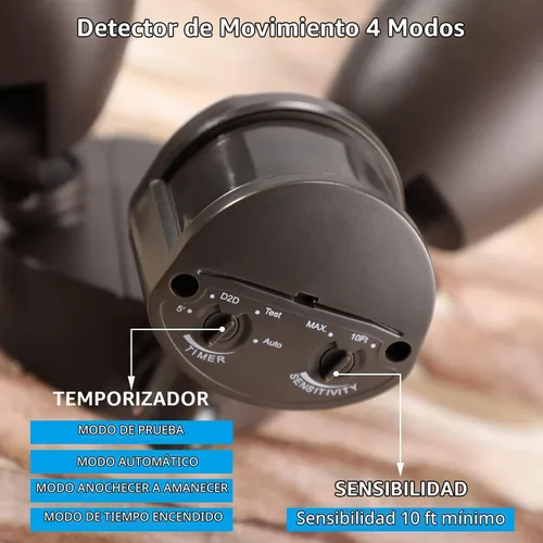 Vista 5 de LEONLITE Luz de inundación con sensor de movimiento, certificación ETL, luces LED de seguridad de aluminio del atardecer al amanecer, cabezales
